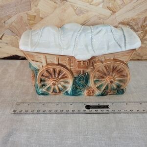 McCoy Ceramic Covered Wagon Cookie Jar - White and Brown